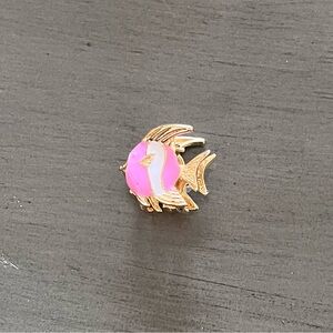 Butterfly Fish Pink Purple White Enamel Gold Metal 1" Lobster Claw Hair Clip